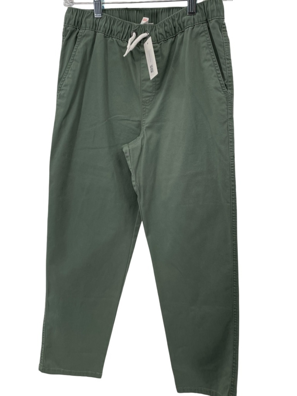 Men's Olive Green Drawstring Casual Pants EC
